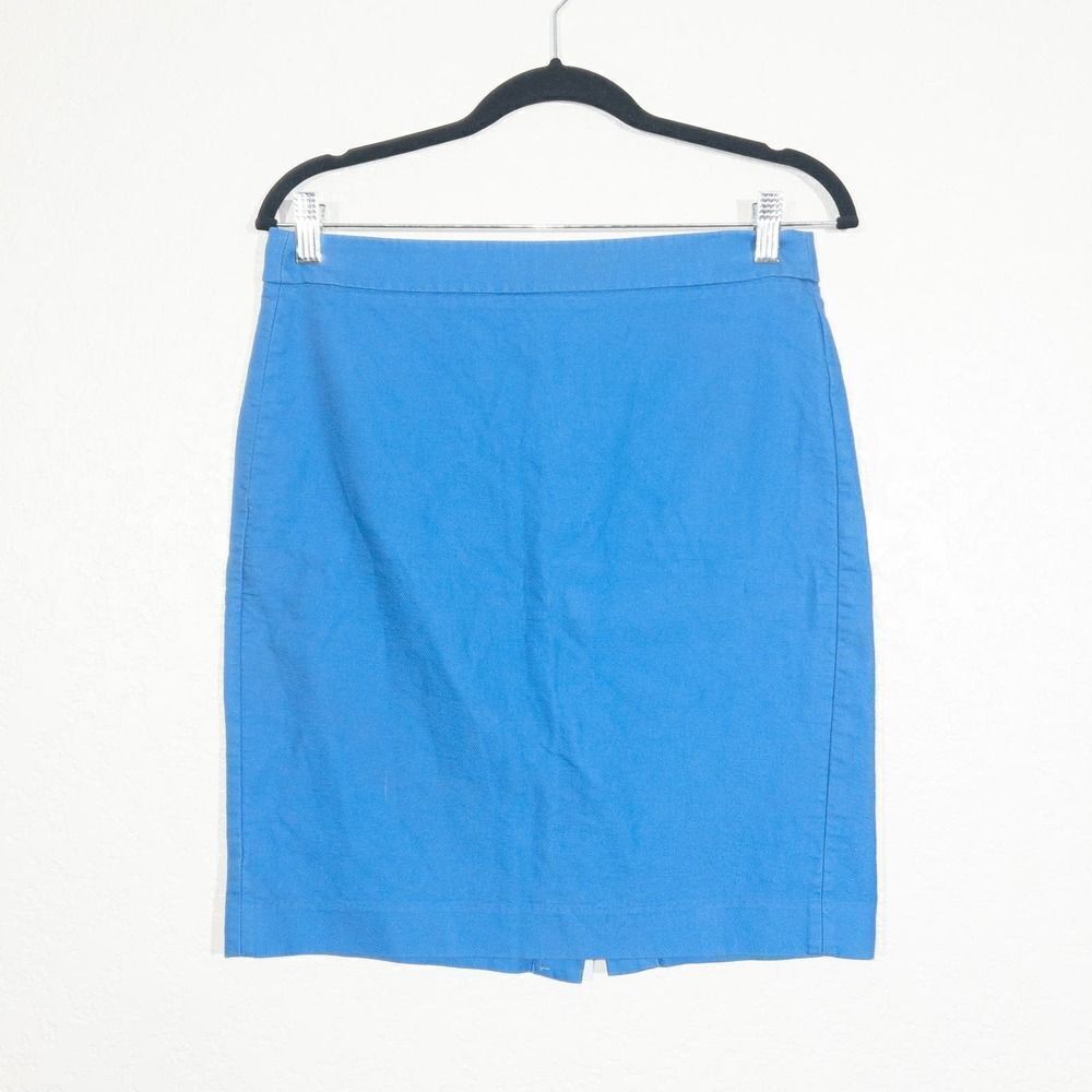 J. Crew Blue Back Slit Pencil Skirt‎ Size 4